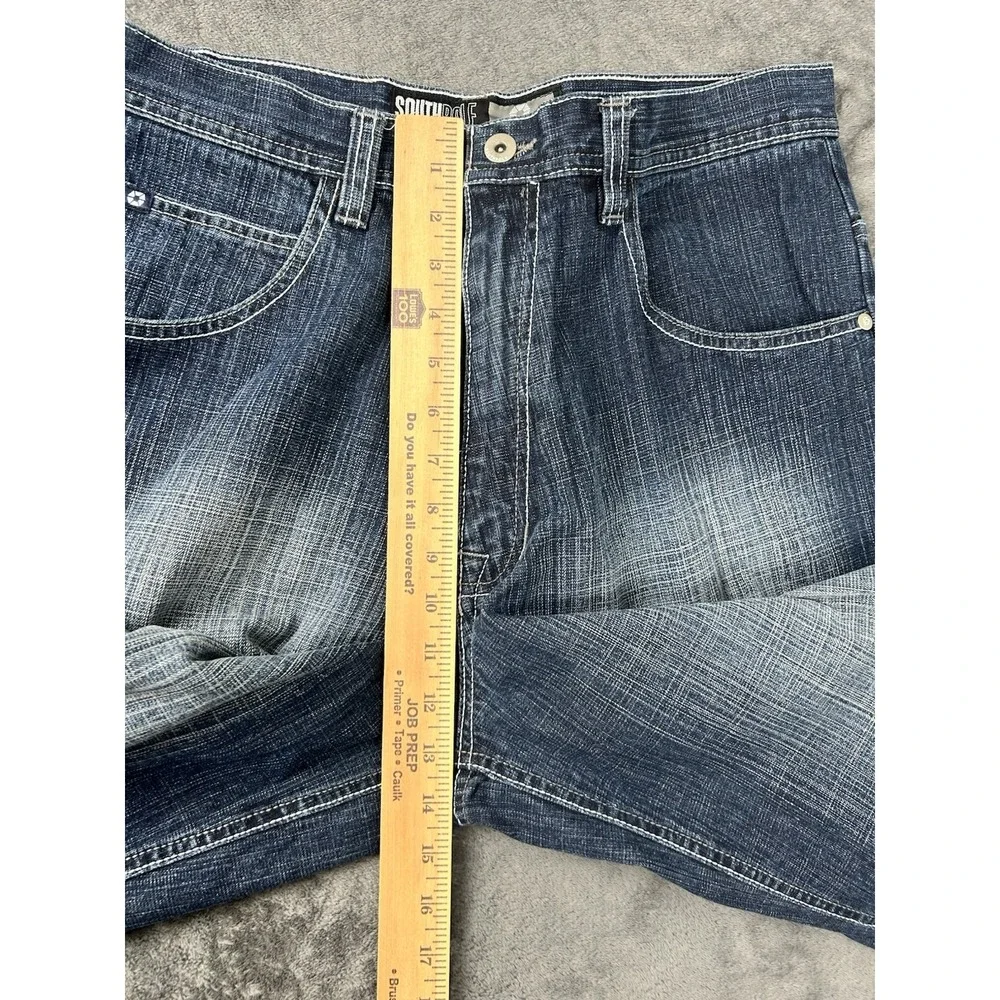 Southpole Vintage Jean Denim Shorts Jorts Spellout Logo Y2K Size 34x15